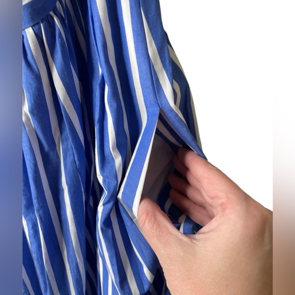 NWT J. Crew Long Drapey Spaghetti Strap Maxi Dress Blue & White Stripe Size 4 - Picture 10 of 14